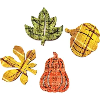 umělá květina Podzimní přízdoba dřevo 4 cm - přírodniny - 4 ks