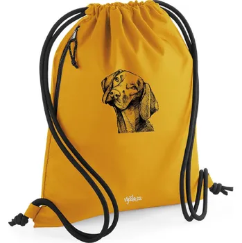 Sportovní vak Vak s potiskem - černobílá vyžla - Horčicová