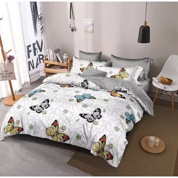 Povlečení Sada povlečení s 3D EFEKTEM na 2 postele BUTTERFLIES + PROSTĚRADLO ZDARMA