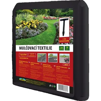Mulčovací textilie Nohel Garden Kontex mulčovací textilie černá 50 g/m2 + kolíky 6 ks 1,6 x 9 m