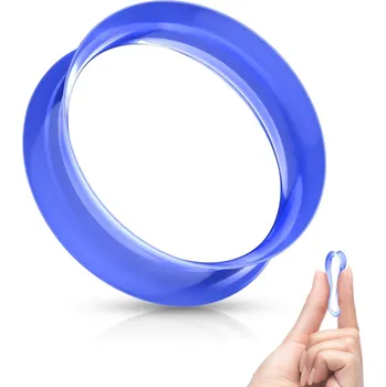 Piercing Šperky4U Silikonový tunel do ucha tenkostěnný - modrý - TN01124B-14