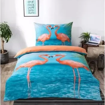 Povlečení POVLEČENÍ S 3D EFEKTEM 140x200/70x90cm - PLAMEŇÁCI