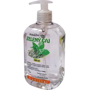 Masážní přípravek MEDISTAR CZ masážní olej ZELENÝ ČAJ 500ml s dávkovačem