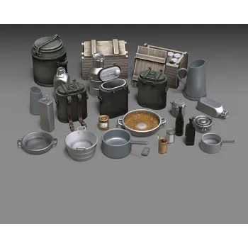 Plastikový model Royal Model 1/35 German field kitchen accessories