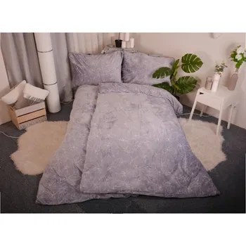 Povlečení Francouzské povlečení mikroplyš LEAF IN GREY 200x220 cm / 70x90 cm