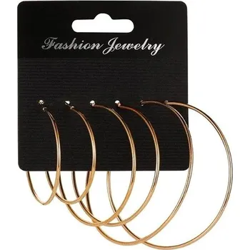Náušnice eCa K1511 Dámské náušnice kruhy sada 3 páry zlaté