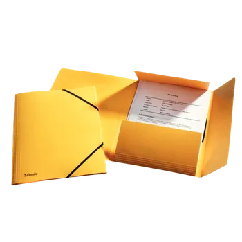 Tříchlopňová prešpánová deska Esselte, s gumičkou, žlutá