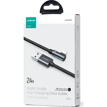 Datový kabel JOYROOM S-AL012A17 1.2M 2.4A Lightning Right Angle Fast Charging Data Cable Black CE/ROHS Certified