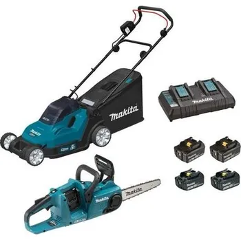 Sekačka MAKITA sada řetězové pily DUC353 a sekačky DLM432 s 2*3Ah a 2*5Ah bateriemi, dvojnabíječka DC18RD