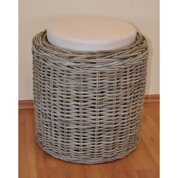 Taburet Ratanový taburet - kubu šedá - Ratanový taburet - kubu šedá /barva viz foto/