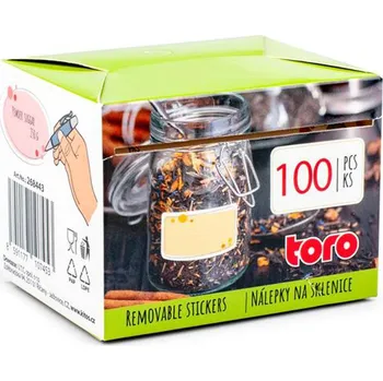 Univerzální nálepky na sklenice TORO 100ks MIX tvarů