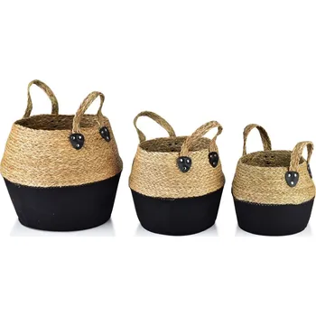 Úložný box Sada tří košů Bali z mořské trávy VII hnědá/černá