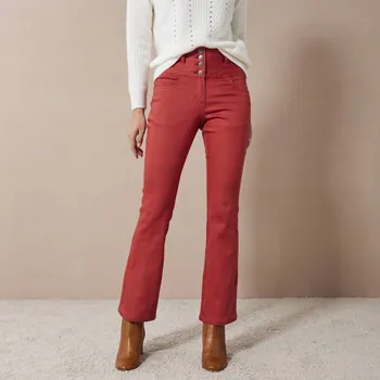 Dámské džíny Bootcut džíny s vysokým pasem, pro vyšší postavu paprika 46