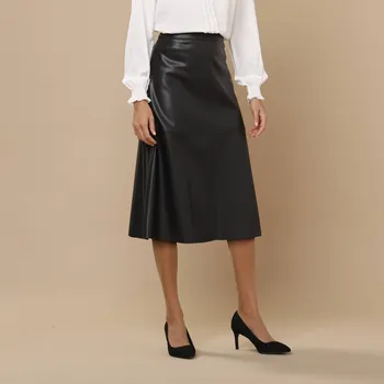 Dámská sukně Blancheporte Rozšířená koženková midi sukně černá S