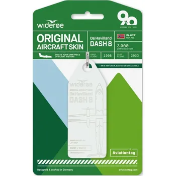 Přívěsek AviationTag - přívěsek ze skutečného letadla DHC-8-311Q Dash 8 Widerøe - LN-WFP, bílá