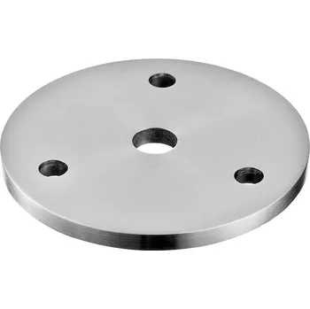 Zábradlí Příruba, se 3 otvory, plochá, O70 mm x 5 mm, pro tyč O10 mm, nerez. ocel 304, kartáčovaná