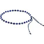 Textilní náramek Sue se stříbrnými korálky a přírodním Lapisem