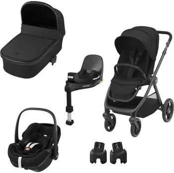 Kočárek MAXI COSI Akční set Kočárek Oxford 2v1 + autosedačka + báze + adaptéry Essential Black