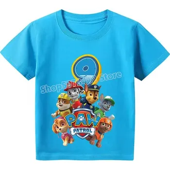 Narozeninové tričko s číslovkou Tlapková patrola (barevné) Barva: modrá, Číslovka: 9, Velikost: 100