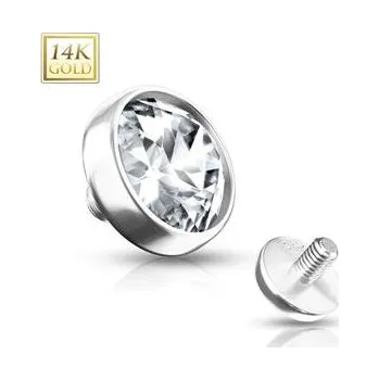 Piercing ZL01038-05-WG Zlatý piercing - dermál zirkon, Au 585/1000