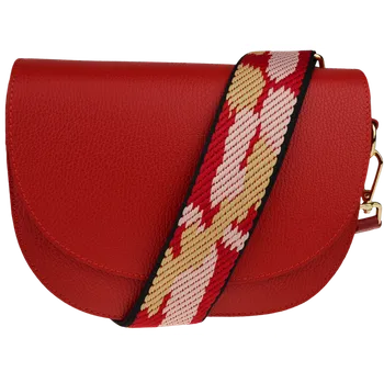 Kabelka NovaKabelka.cz Kožená italská crossbody kabelka Ramona Rosso s přídavným popruhem II