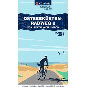 KOMPASS Fahrrad-Tourenkarte Ostseeküstenradweg 2, von Lübeck bis Usedom 1:50.000