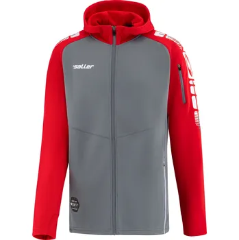 Saller X.72 Mikina s kapucí celopropínací BARVA: 580 šedá-červená, Velikost: S Celopropínací sportovní mikina s kapucí z řady X.72