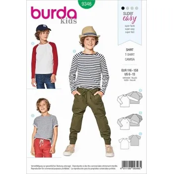 Volný čas Střih Burda číslo 9346 - dětské tričko a mikina -
