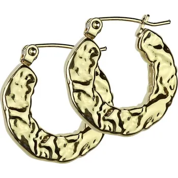 Náušnice Šperky4U Zlacené ocelové náušnice s tepaným povrchem - OPN1979-GD