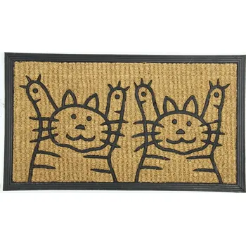 Rohožka kokos + guma 2 kočky - 40 x 70 cm (Rohožka kokos a guma dvě kočky - 40 x 70 cm,ROHOŽKA Z KOKOSOVÉHO VLÁKNA FW RB 2199 2 KOČKY)