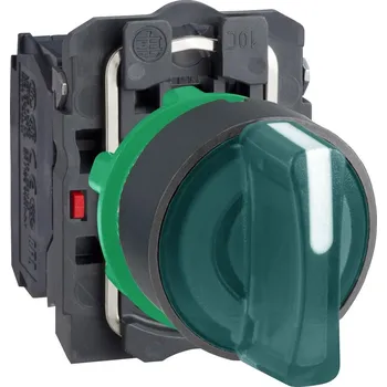 vypínač Schneider Electric XB5AK133B5 Ovládač otočný prosvětlený s LED, 1 Z + 1 V, 24 V, zelený