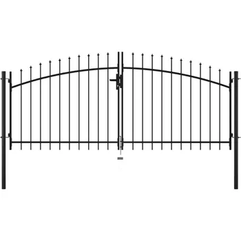 vidaXL Marketos Dvoukřídlá brána s hroty 300 x 150 cm