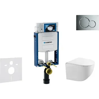 WC sada Geberit Kombifix Set předstěnové instalace, klozetu Gaia a sedátka softclose, tlačítko Sigma01, lesklý chrom, SANI15CA1118
