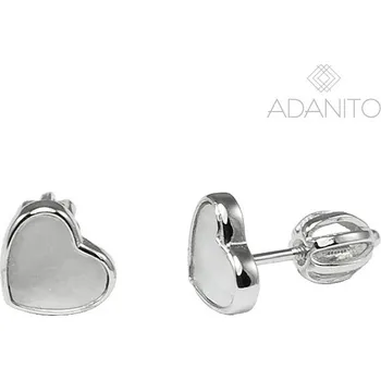 Náušnice Stříbrné náušnice srdíčka s perletí na šroubek