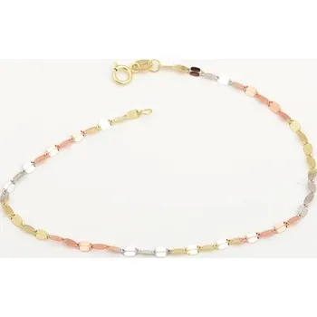 Náramek Dámský zlatý tříbarevný náramek ZLNA1116F 18 cm + Dárek zdarma