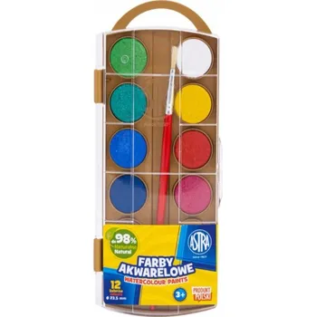 Vodová barva Vodové barvy Astra 12 barev, průměr 23,5mm, zlatá paleta + štětec, 302123001