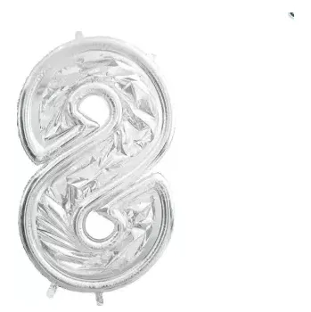 Balónek Forma číslo „8“ na latexové balóny, 126 cm, stříbrná
