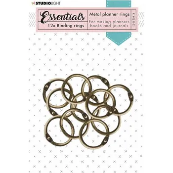 Výtvárné potřeby Knihařské kroužky Studio Light, průměr 23 mm, 12 ks - mozasné