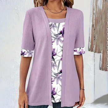 Dámský svetr Dámská halenka typu 2v1 s kardiganem Barva: Purpurová, Velikost: M