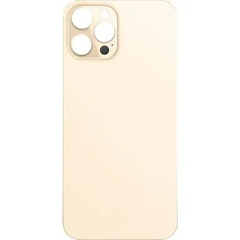 Sklo zadního krytu s větším otvorem na kameru pro Apple iPhone 12 Pro Max zlatá (s logem) pro_OEM