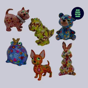 Pokladnička Keramická Kasička Svítící Oči Zvířátka Mix - M - 6 Ass.