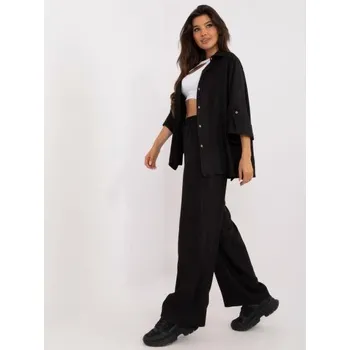 Dámský komplet s oversize tričkem dvoudílný letní černý