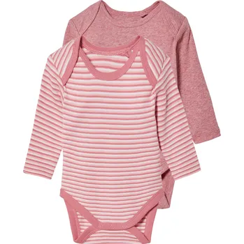 Kojenecký body lupilu® Dívčí body s dlouhými rukávy s BIO bavlnou, 2 kusy (50/56, pruhy / světle růžová)