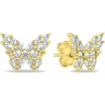 Náušnice Brilio Silver Oslnivé pozlacené náušnice Motýlek se zirkony EA1057Y + 2 měsíce na vrácení zboží