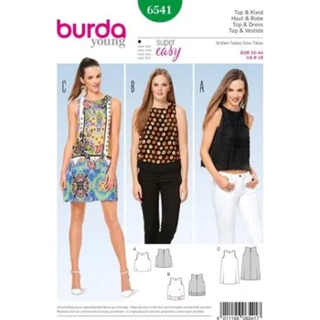 Volný čas Střih Burda číslo 6541 Top a šaty - Zelený, Top, šaty