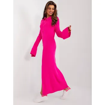 Dámské šaty Dámské maxi šaty v růžové fluorescenční barvě se zapínáním na knoflíky (7000) odstíny růžové uni velikost