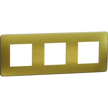 Schneider Electric NU280659M Unica Studio Metal - Krycí rámeček trojnásobný, Gold/Bílý