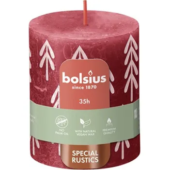 Svíčka Svíčka RUSTIC VALEC ´DELICATE RED WITH TREE´ 80/68