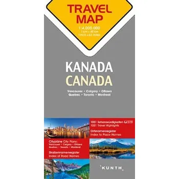 Cestování Kanada 1:4M TravelMap KUNTH