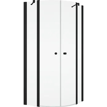 Ronal Bathrooms (Sanswiss) Čtvrtkruh Ronal Solino s dvoukřídlými dveřmi, rádius 550 mm 1000 x 2000 mm, černá matná/sklo čiré